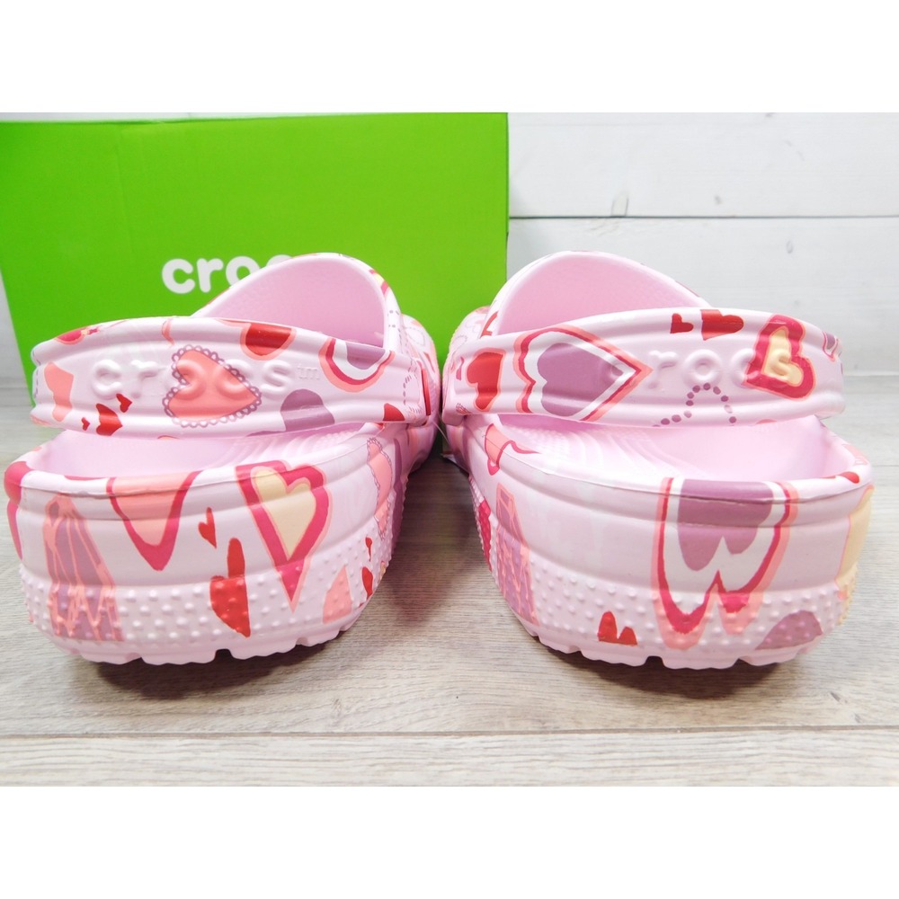 Crocs Classic Clog VDay Valentine Hearts Pink Milk Kids Size J6 Womens 8 NWT - Picture 5 of 9
